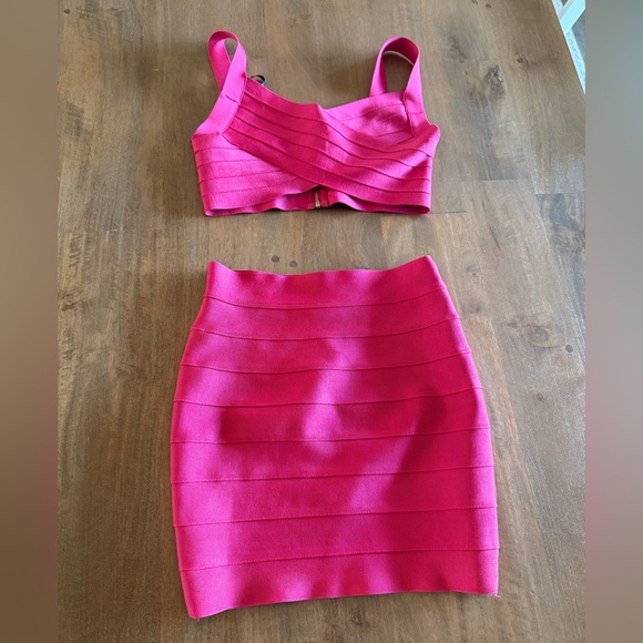 Herve Leger Dresses & Skirts - Herve Leger Hot Pink Bandage set